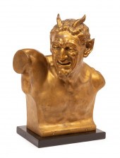 GILT BRONZE BUST OF A SATYRGil