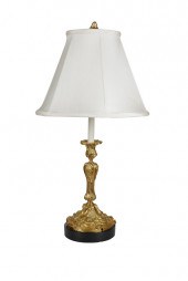GILT BRONZE CANDLESTICK LAMPon