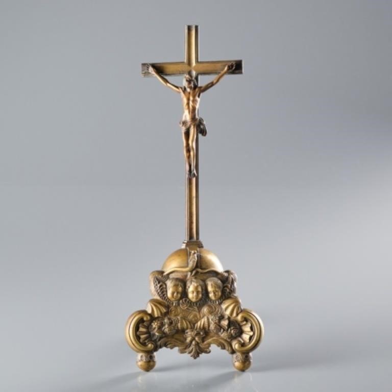 GILT BRONZE CRUCIFIX ON