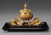 Gilt Bronze Dolphin Ink Stand