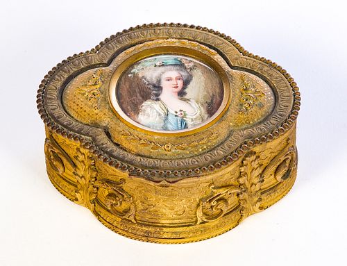 GILT BRONZE DRESSER BOX W/ ARTIST