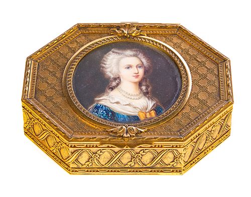 GILT BRONZE DRESSER BOX W/ ARTIST