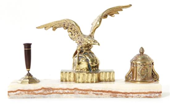 Gilt-bronze figural inkstand by
