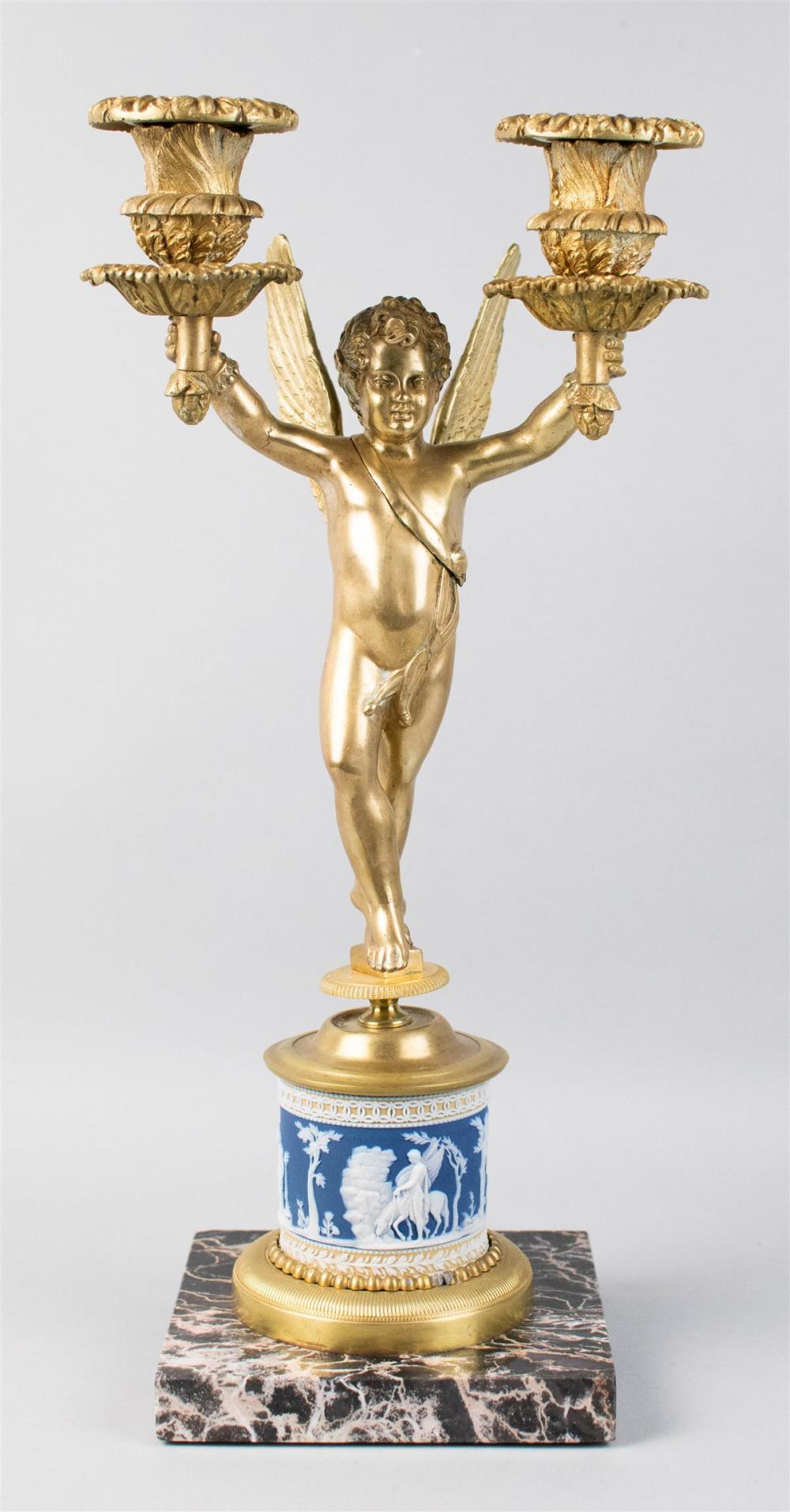 GILT-BRONZE FIGURAL TWO-LIGHT