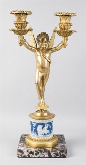 GILT-BRONZE FIGURAL TWO-LIGHT