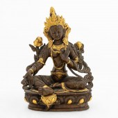 GILT BRONZE FIGURE OF A SEATED