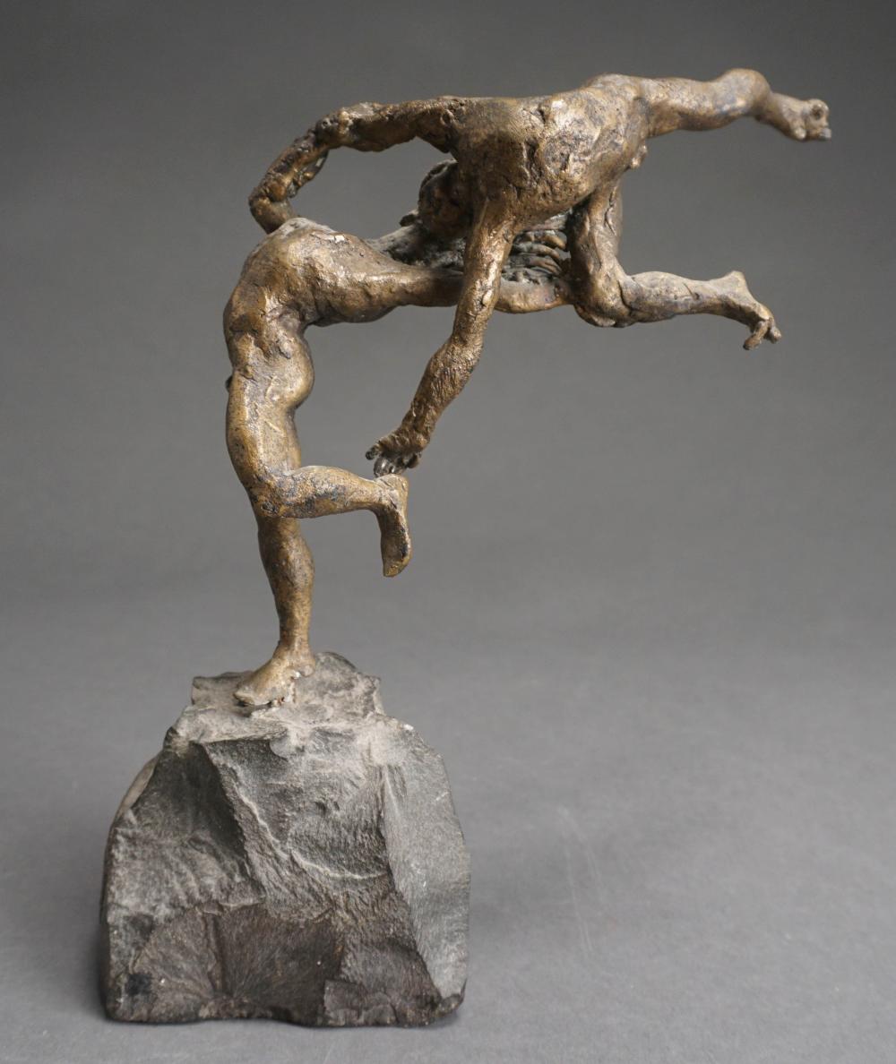 GILT BRONZE FIGURE OF TWO MALE