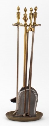 GILT BRONZE FIREPLACE TOOL SET
