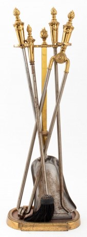 GILT BRONZE FIREPLACE TOOL SET