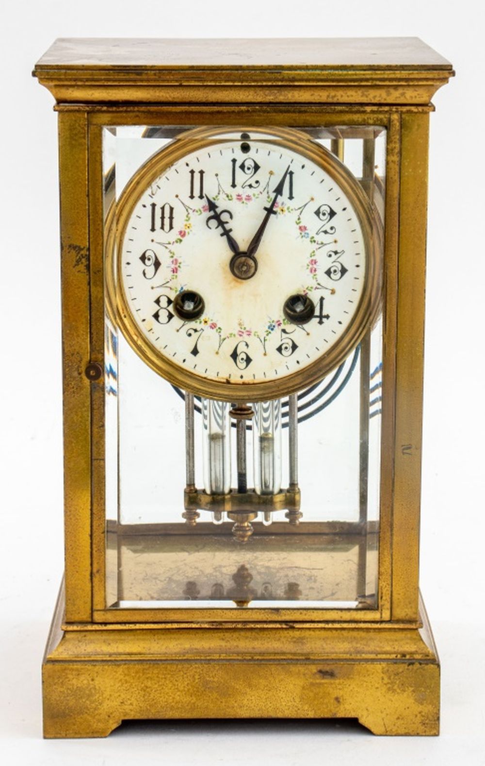 GILT BRONZE FOUR GLASS CLOCK,