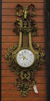 GILT BRONZE LYRE CASE WALL CLO