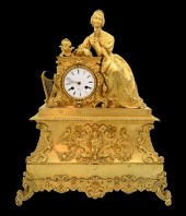 GILT BRONZE MANTEL CLOCKGilt B