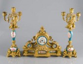 GILT BRONZE MANTLE CLOCK & MAT