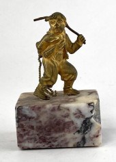 GILT BRONZE MINIATURE BOY ON G