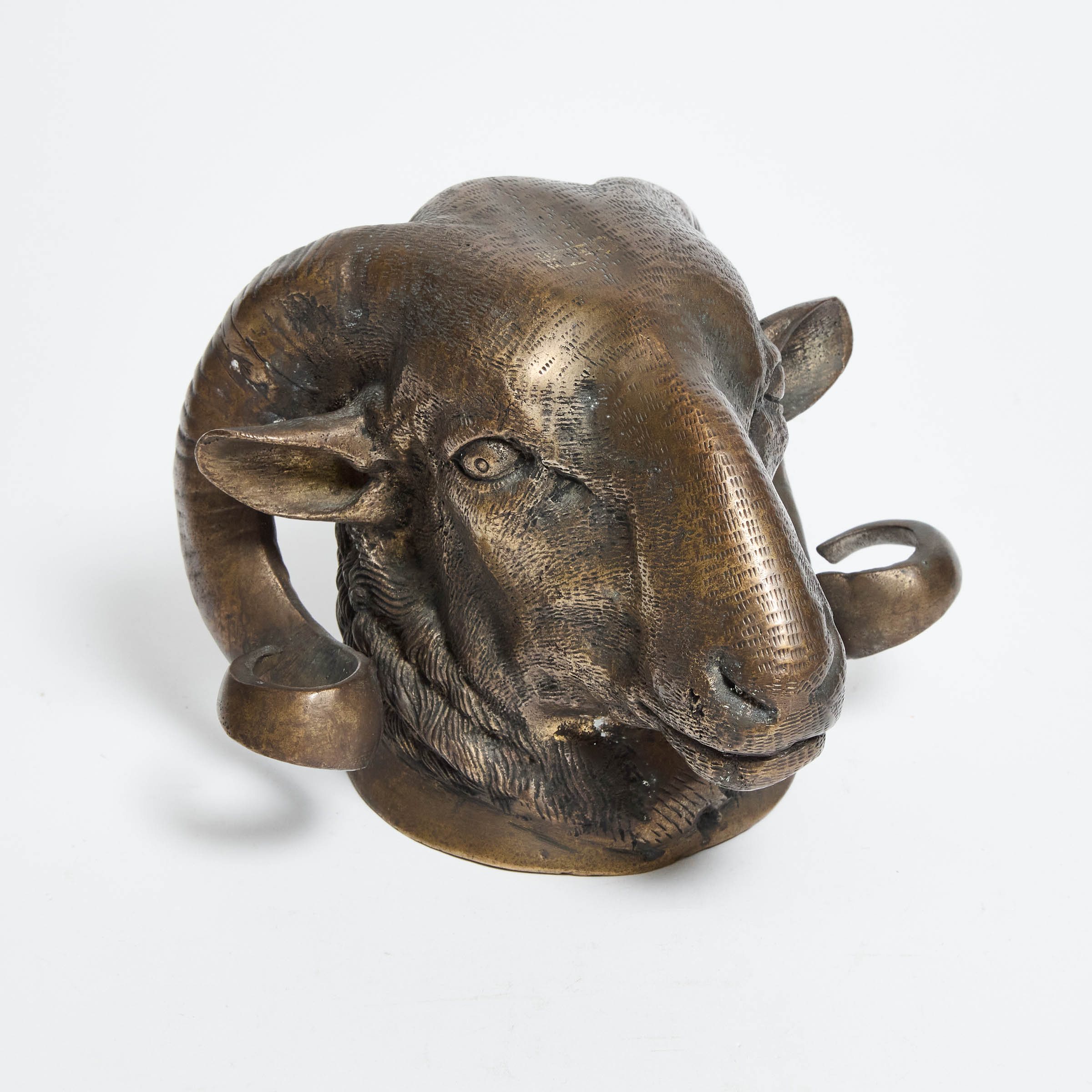 Gilt Bronze Model of a Ram's