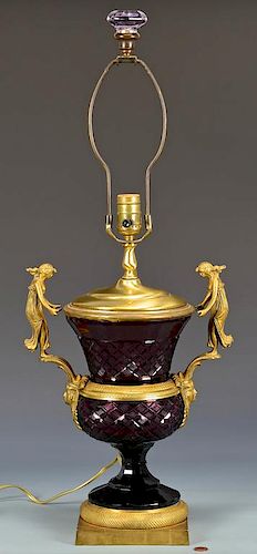 GILT BRONZE MOUNTED AMETHYST CUT