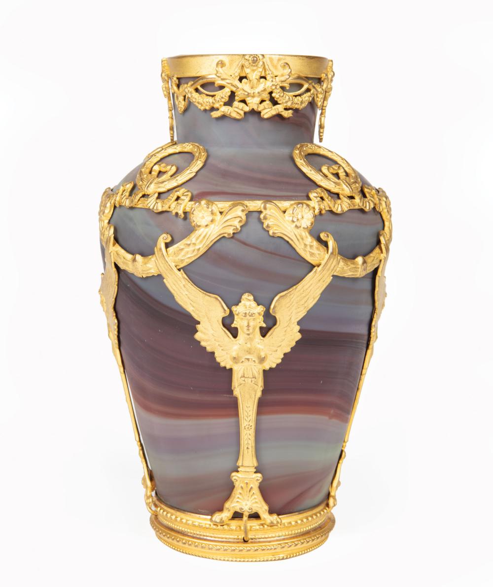 GILT BRONZE-MOUNTED ART GLASS
