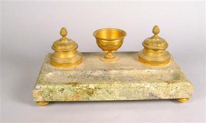 Gilt bronze mounted marble standish