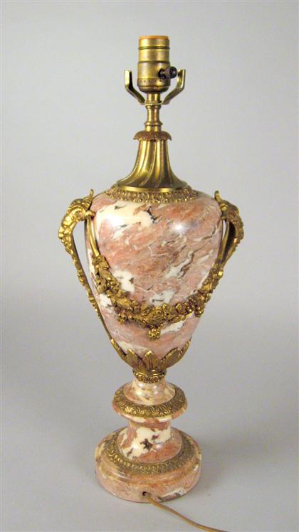 Gilt bronze mounted marble urn   