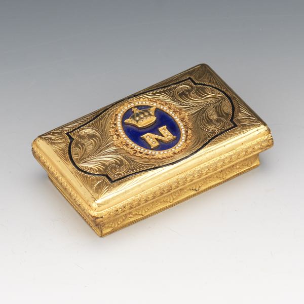 GILT BRONZE NAPOLEONIC BOX, CA.