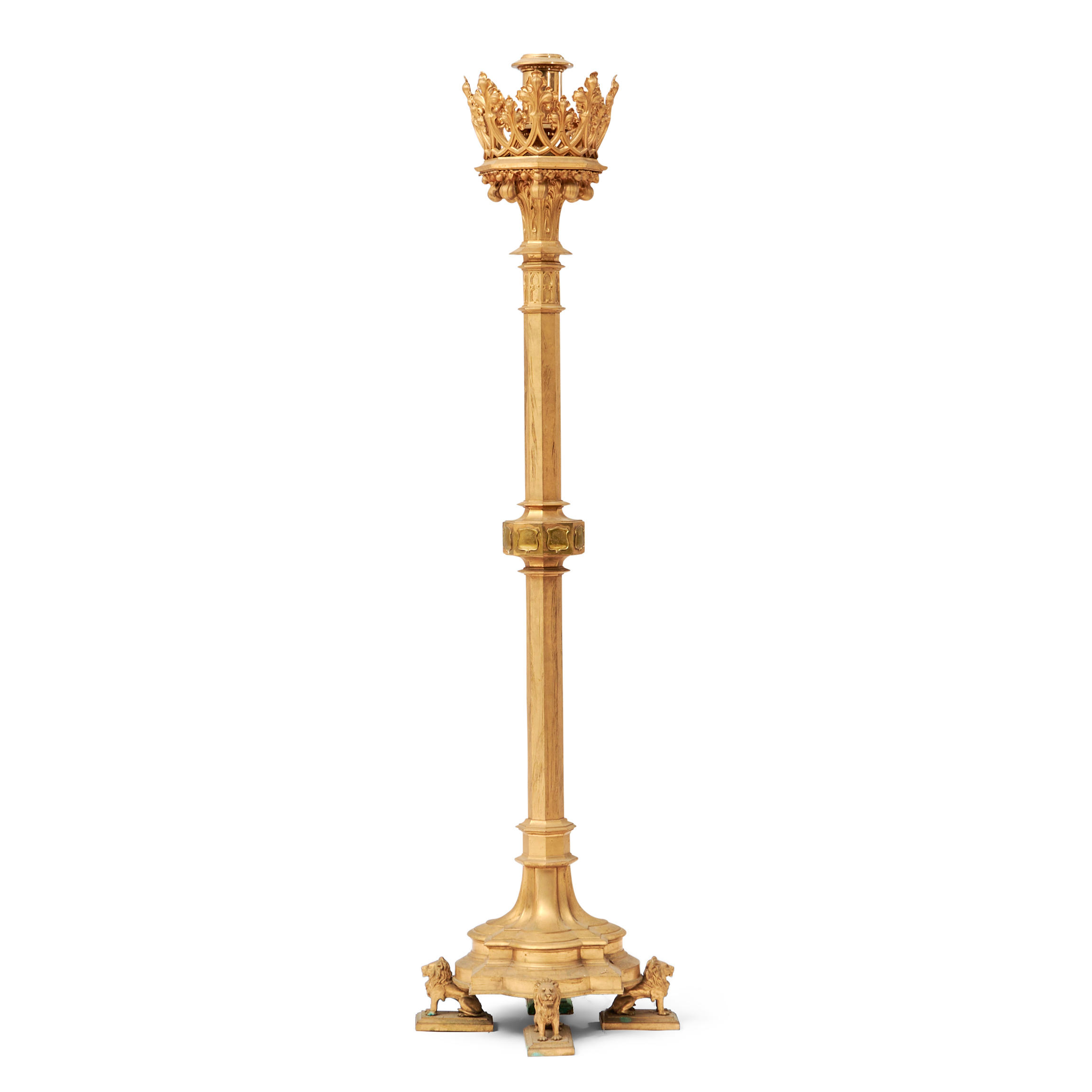 GILT BRONZE PASCHAL CANDLESTICK,