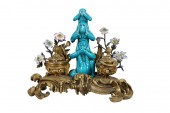GILT BRONZE & PORCELAIN INKWEL