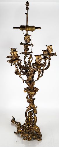 GILT BRONZE ROCOCO CANDELABRA