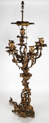 GILT BRONZE ROCOCO CANDELABRA