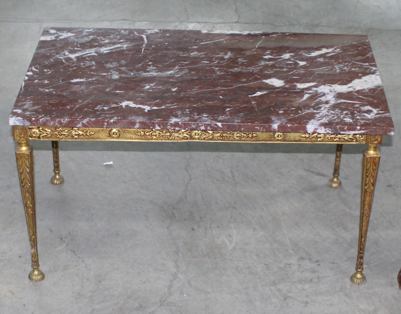 GILT BRONZE SALON MARBLE TOP LOW