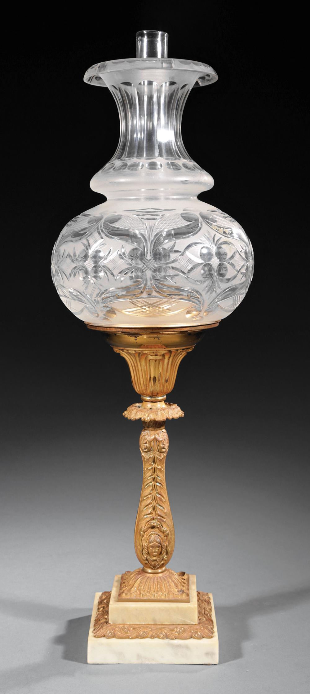 GILT BRONZE SOLAR LAMP, ATTR.