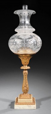 GILT BRONZE SOLAR LAMP, ATTR.