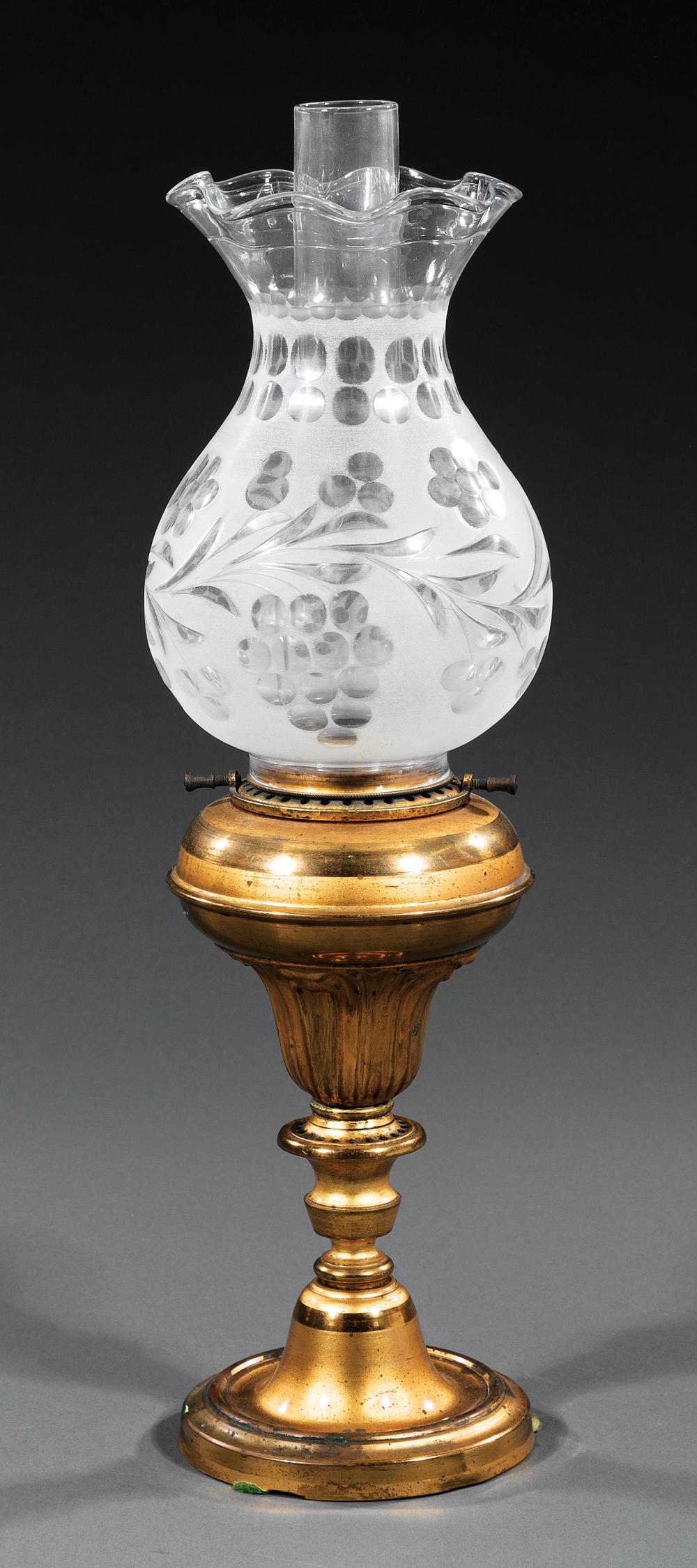 GILT BRONZE SOLAR LAMP, ATTR.