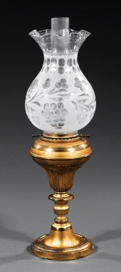 GILT BRONZE SOLAR LAMP, ATTR.