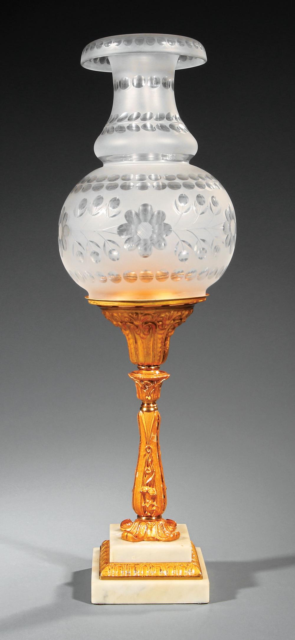 GILT BRONZE SOLAR LAMP MARKED "H.N.