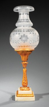 GILT BRONZE SOLAR LAMP MARKED