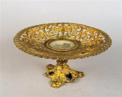 Gilt bronze tazza with inset