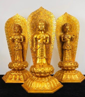 GILT BRONZE 'THREE HOLY BUDDHA