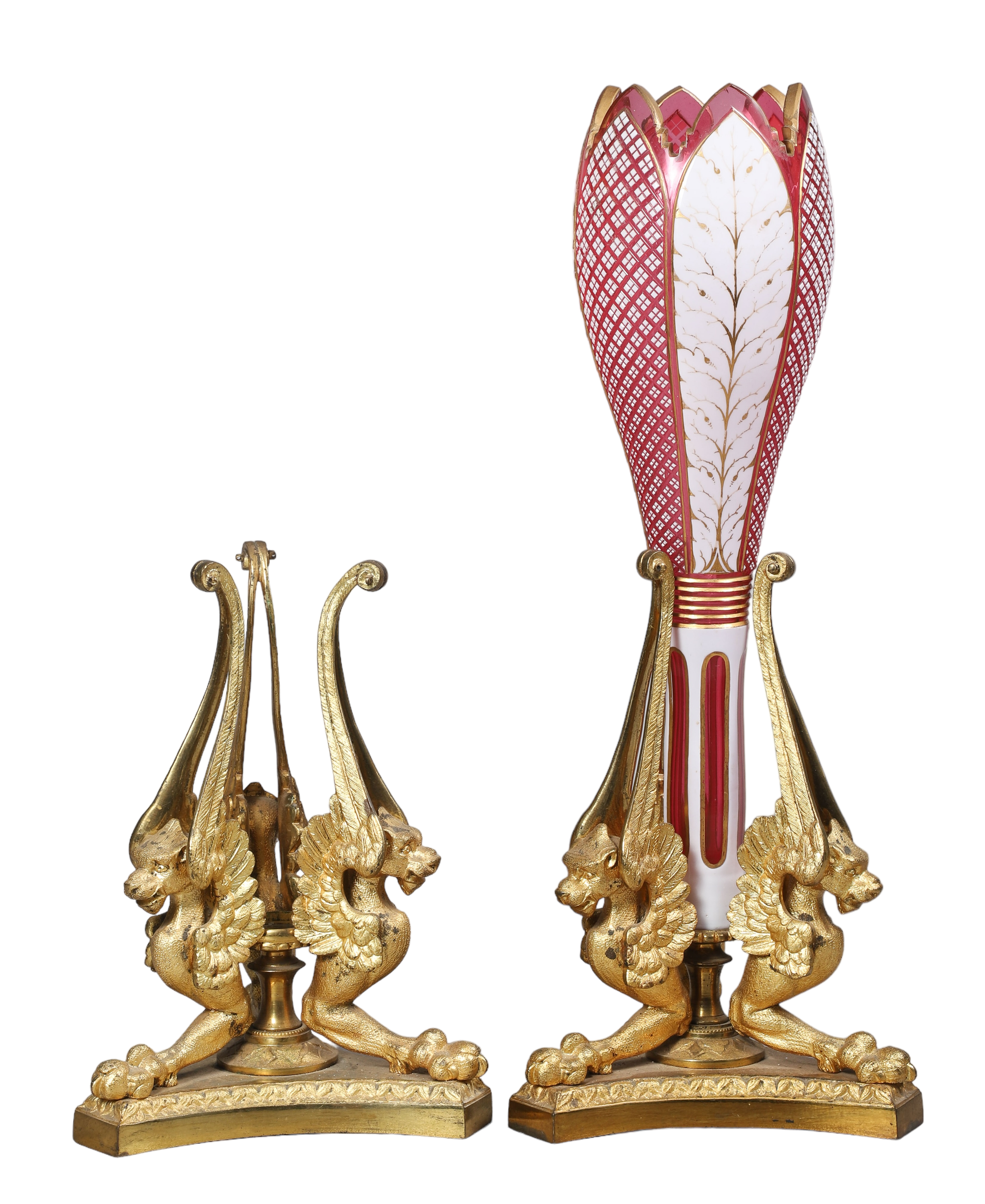Gilt bronze tri-partite winged
