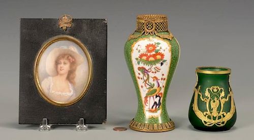 GILT BRONZE VASES & MINIATURE