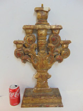 GILT CARVED WOOD & GESSO CANDL