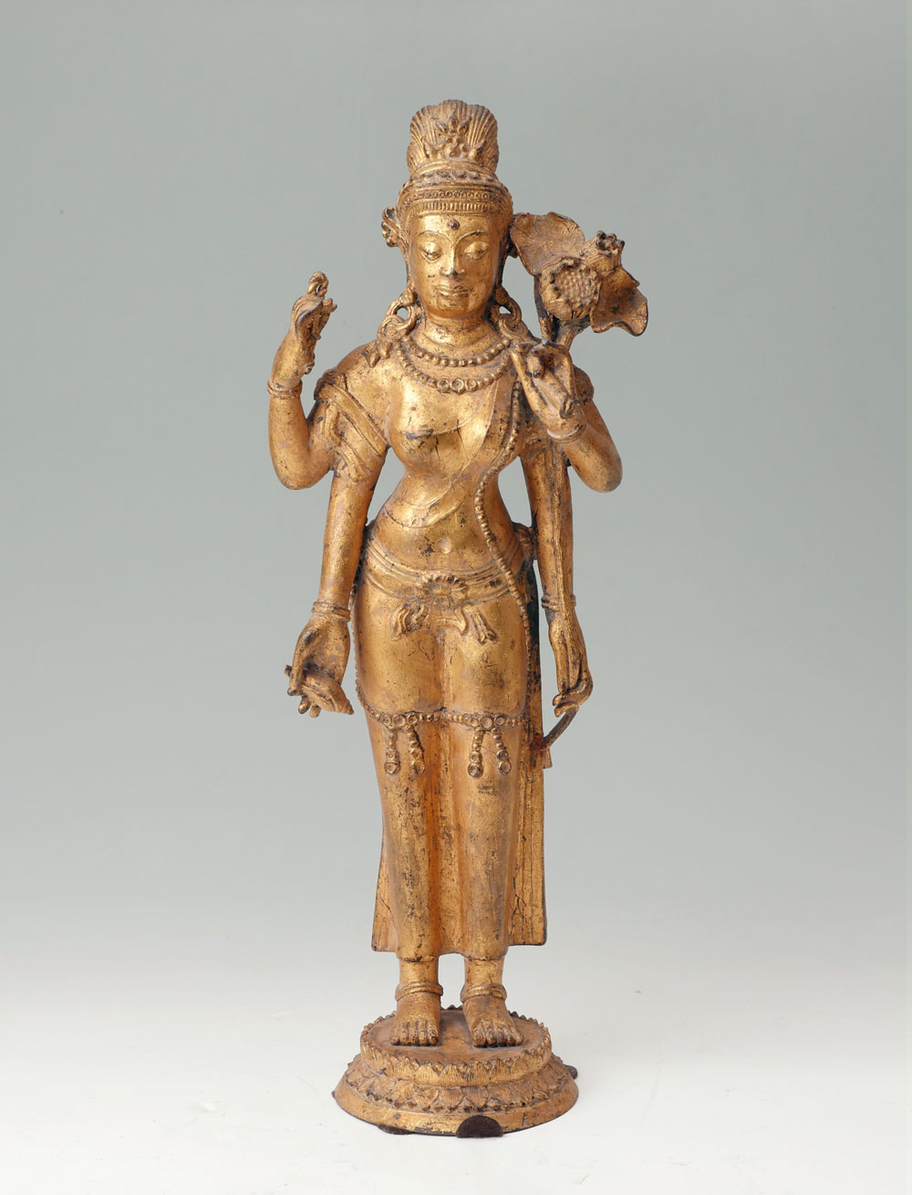 GILT CAST METAL QUAN-YIN: Chinese
