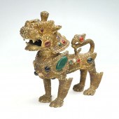 GILT CHINESE TIBETAN FOO DOG: