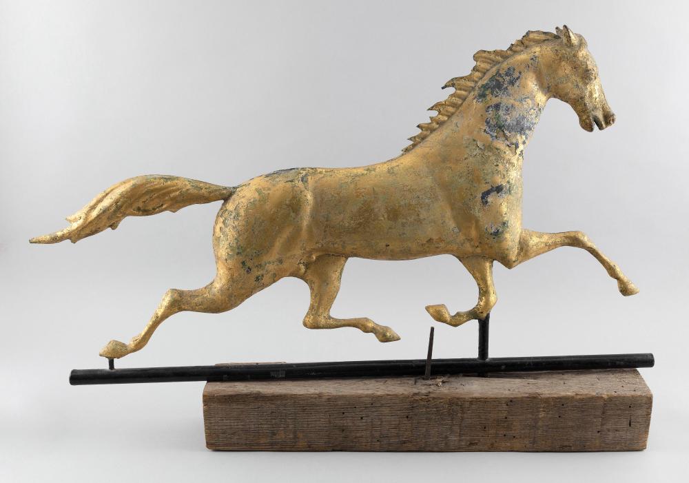 GILT COPPER AND ZINC TROTTING HORSE