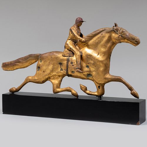 GILT COPPER RUNNING HORSE AND