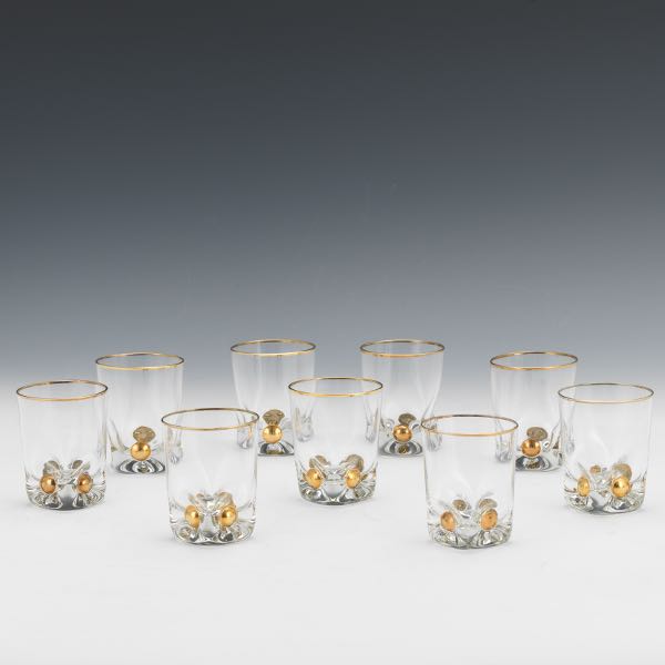 GILT CRYSTAL SHOT GLASSES, SET OF