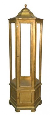 GILT CURIO CABINET HAVING PAGO