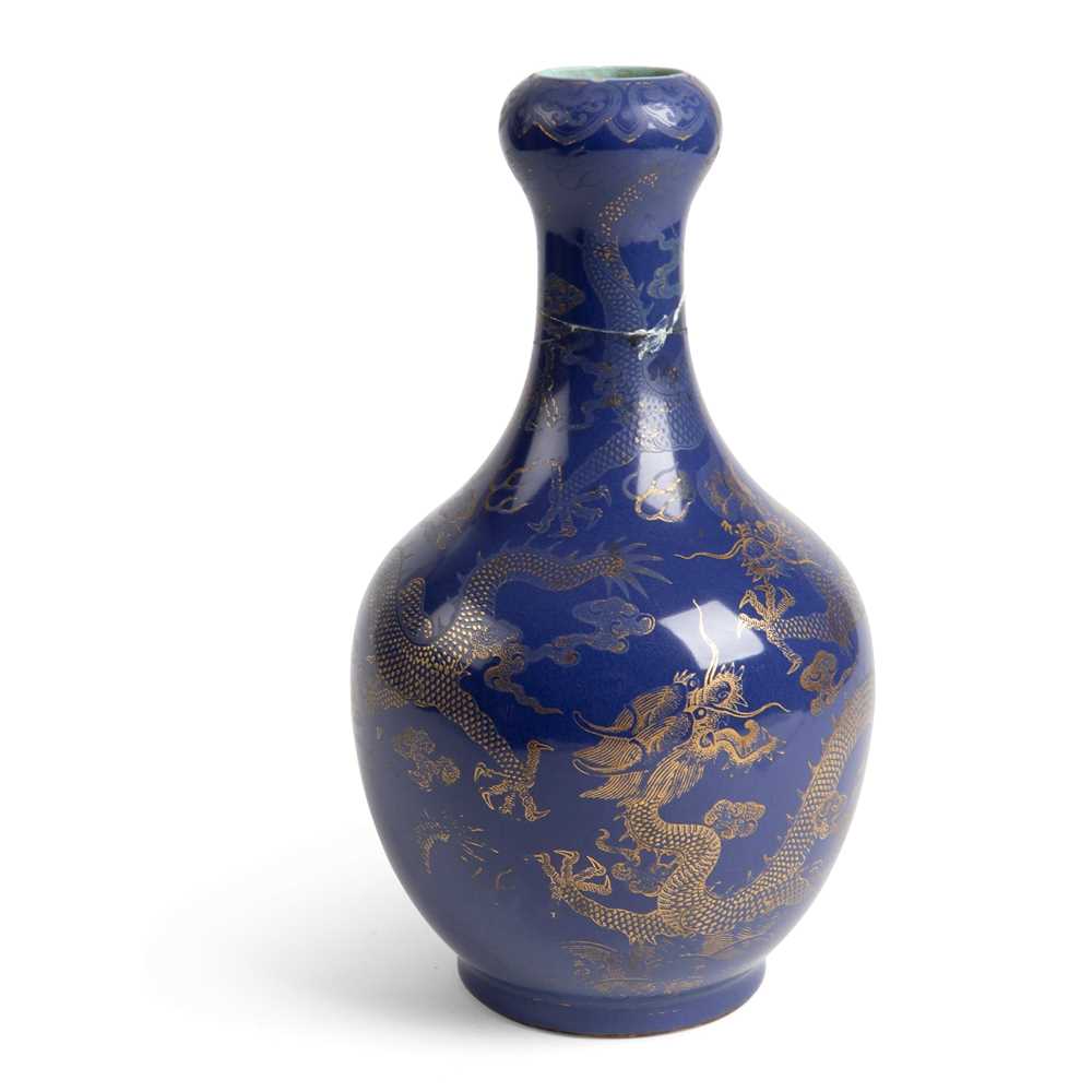 GILT-DECORATED BLUE-GLAZED 'DRAGON'