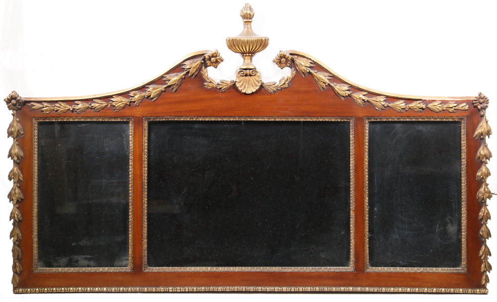 GILT DECORATED OVERMANTEL MIRROR