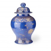 GILT-DECORATED POWDER-BLUE-GLA