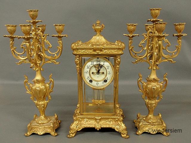 Gilt decorated spelter metal mantel